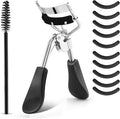 Eyelash Curler Kit Metal Eye Lashes Curler，Professional Makeup Tool with Built-in Comb Eye with 10 Replacement Refill Pads Get Dramatically Curled Eyelashes for Women Girl (Black)