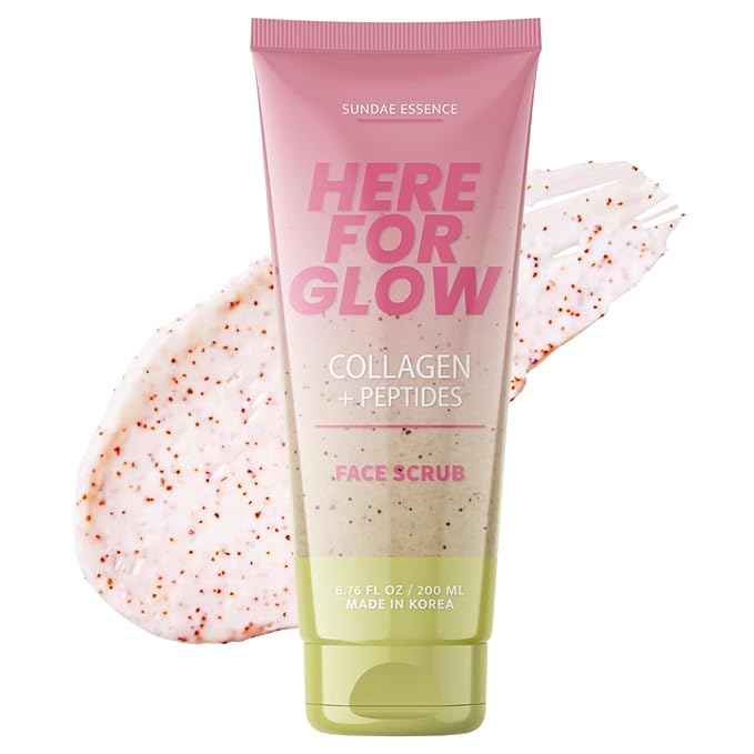 Face Scrub with Collagen & Peptides – Gentle Exfoliation, Hydration & Wrinkle Care – Dermatologist Tested, Korean Skin Care – Cruelty-Free, Vegan, Clean Beauty – 6.76 Fl Oz