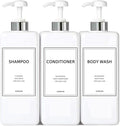 Modern Silver Shampoo and Conditioner Dispenser (21 oz, Pack of 3) Refillable Pump Bottle Set Empty Shower Plastic Bottles with Pump for Bathroom Body Wash Soap and Shower