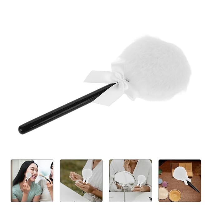 Fluffy Makeup Powder Puff with Handle 6.7 Inch Soft Velour Body Dusting Applicator for Face and Body Powder Setting
