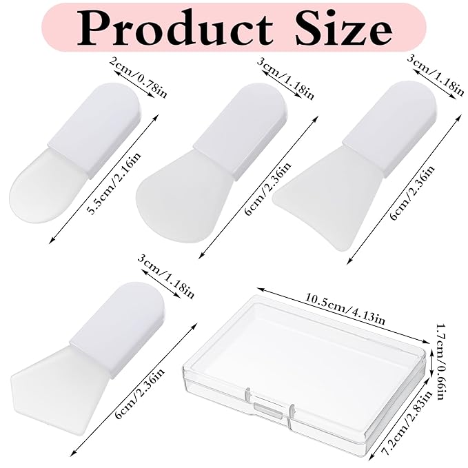 4PCS Face Mask Applicator Mini Makeup Spatula Brush Set, Face Mask Brush Applicator for Mud Cosmetic Masks Facial Clay Eye Cream Body Lotion Serum Body Butter Cream Soft Silicone Brushes Suit
