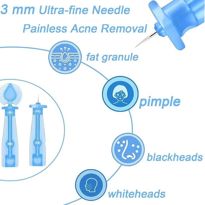 Sterile Needles for Pimples,50pcs Disposable Blackhead and Blemish Remover Tools and 72 Dots Pimple Stickers, for Acne, Whitehead, Comedone