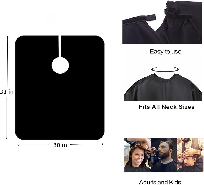 Short Barber Cape, Waterproof Nylon Salon Hair Cutting Cape, Makeup Artist Cape for Hair Dye, Comb-out, Styling, Shampoo