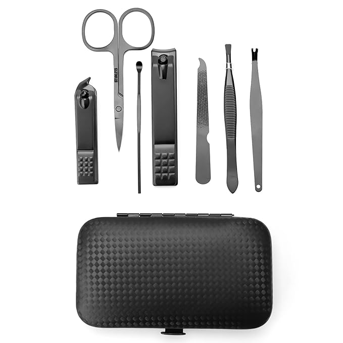 Manicure Set 7 In 1 Stainless Steel Nail Kit Easter Gifts for Men Teens Easter Basket Stuffers Manicure Kit Nail Clippers for Men Gift Under 5 Dollars Nails Tools with Travel Case Mens