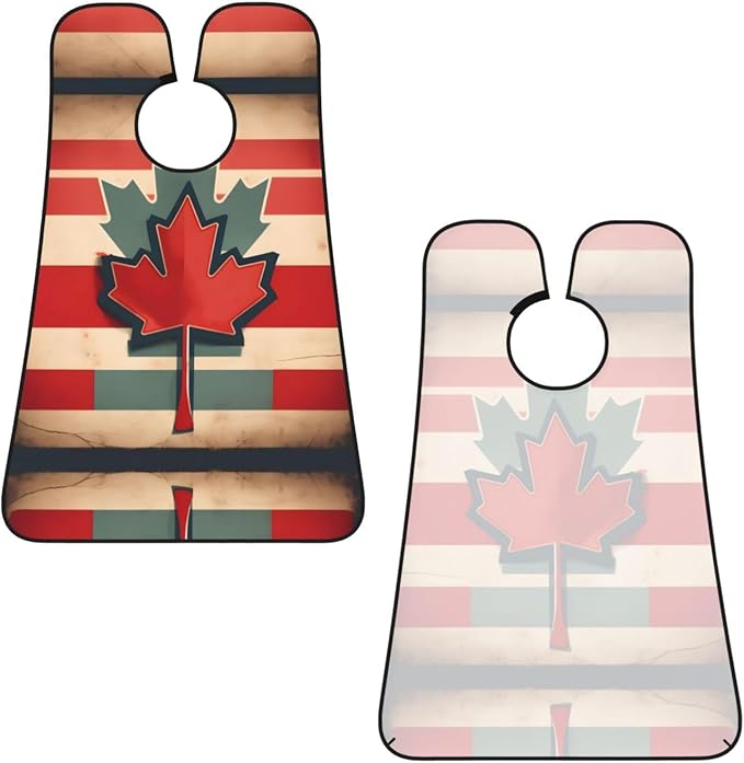 Retro Canada Flag Pattern Print Beard Bib Apron For Men, Beard Hair Catcher For Men Shaving Trimming,Beard Cape Cloth