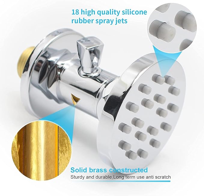 Brass Shower Body Jets with Adjustable Flow, Massage Spa Polished Chrome Round Body Spray Shower Side Wall Sprayer Head Jets, 4 pcs, Water Saving