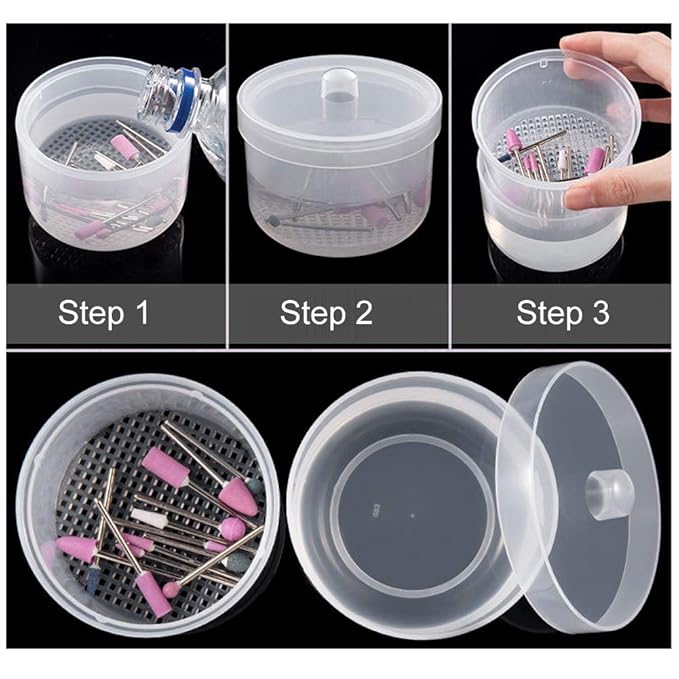1 Piece Nail Art Tool Cleaning Cup Nail Art Tool Sterilizer Cup Nail Tools Cleaning Tray Box Container Net Basket Case Manicure Tools Jar Soak Box for Nail Art Accessories, Transparent
