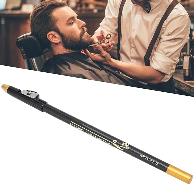 Beard Pencil, Premium Barber Pencil Beard Shaper with Built in Sharpener Edge Hairline Razor Trace Pencils Beard Guide Beard and Hairline, Professional Shaping Tool for Men (Black)