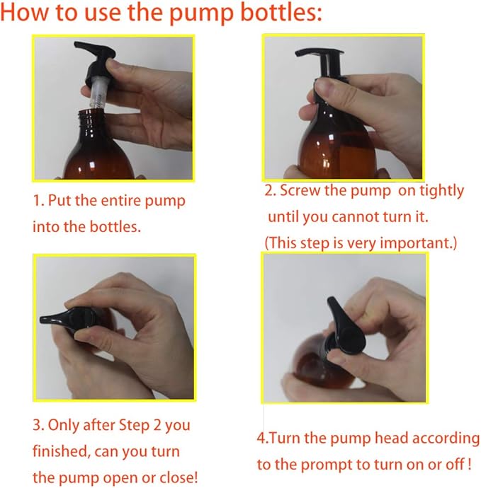 8 Pack 8OZ Empty Plastic Pump Lotion Bottles with 1 Pen, Labels & Silicone Funnel, Amber Color Lotion Dispenser with Locking Lotion Pump for Body Wash, Shampoo, Massage Lotion, Gel