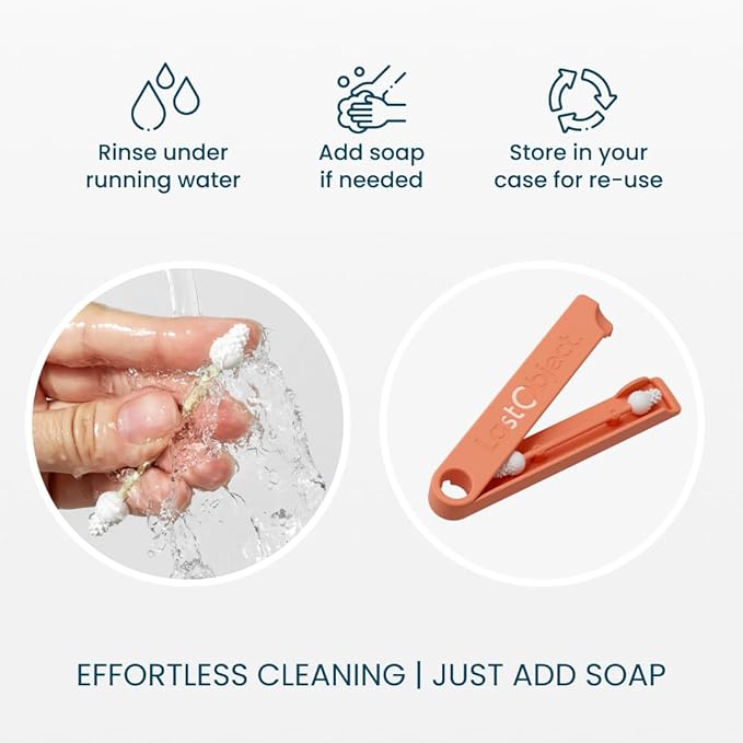 LastSwab® Reusable Cotton Safety Swabs for Baby Ear Cleaning - The Sustainable and Sanitary Alternative to Single-Use Q Tips - Easy to Clean and Zero Waste - Convenient Travel Case Holder