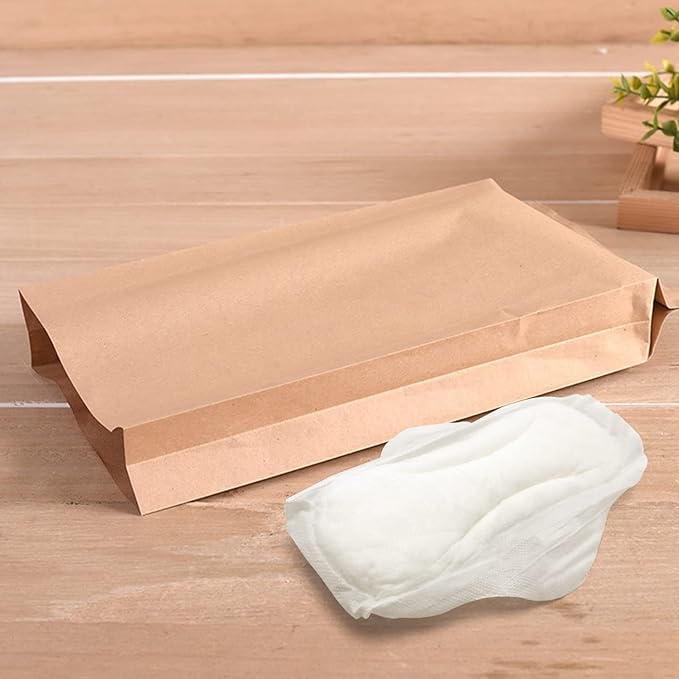 Disposable Paper Bag, 100 Pack Sanitary Napkin Disposal Bags, Feminine Hygiene Disposal Bags, Kraft Paper Bag, Sturdy and Waterproof, Suitable for Sanitary Napkins, Gift Bags