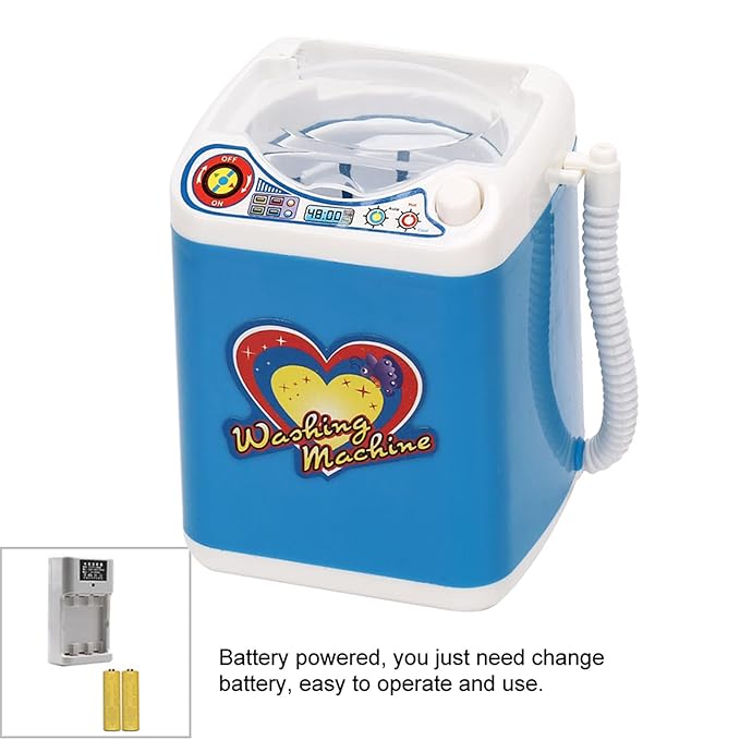 Mini Washing Machine, Electric Mini Quick Dry Cleaning Washer Cosmetic Tool Cleansing Machine for Home (Blue)