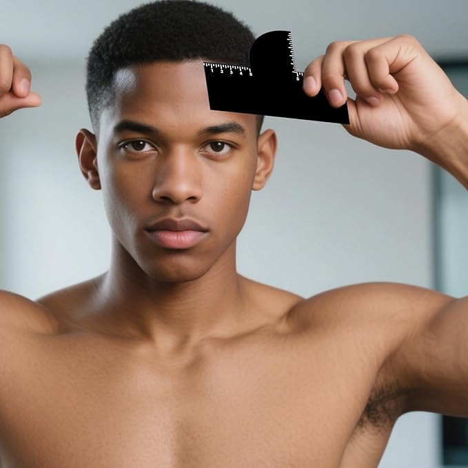 2 Pcs Barber Enhancement Card,Black Shape up Tool for Hairline,T Shape Enhancement Card for Barbers,with Measurement Reusable Enhancements Cards for Precise Edge Beard Line UP