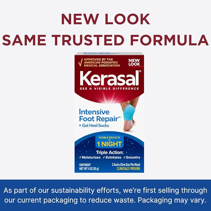 Kerasal Intensive Foot Repair Skin Healing Ointment,1 Oz and Moisturizing Gel Socks,(Packaging May Vary),(Pack of 4)
