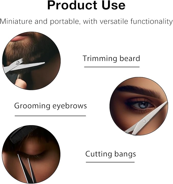 2 Pack Men's Beard & Mustache Scissors & Mini Comb Trimming Kit Black 4 inch
