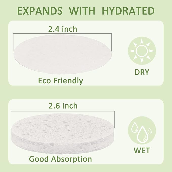 Beieverluck 300 Count Compressed Facial Sponges for Cleansing Natural Cellulose Disposable Face Sponge Spa Sponge for Face Cleansing Exfoliating Makeup or Mask Removal, White