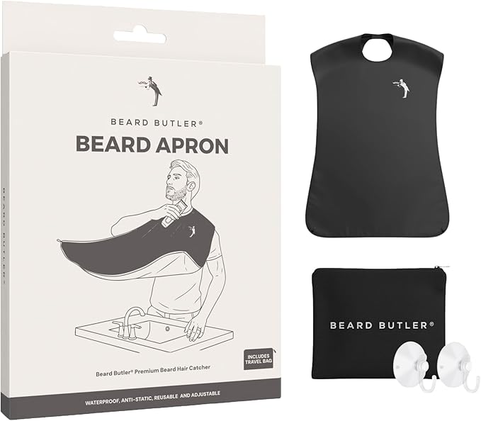 Beard Butler® 'The Original' Beard Bib Apron – Beard Hair Catcher for Men – Grooming & Shaving Apron with Strong Suction Cups – Beard Gift for Husband, Boyfriend – Includes Travel Case