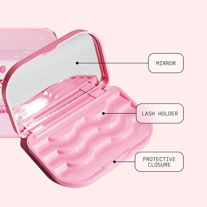 Kara Beauty Lash Case Portable Eyelash Storage Box with Built-In Mirror, Compact Makeup Organizer for Travel, Holds Up to 3 Pairs of Lashes, Cosmetic Case, Makeup Bag & Beauty Accessory (Eye Contact)