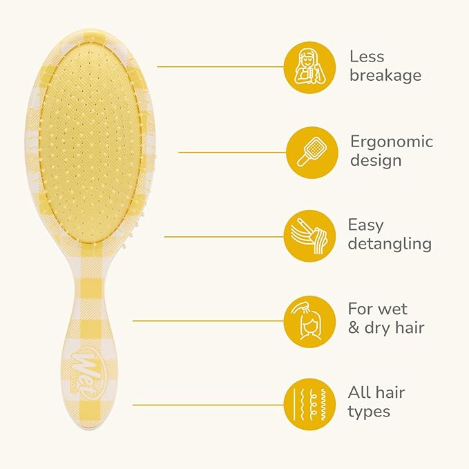 Wet Brush Original Detangler, Golden Gingham (Coastal Charm), Ultra-Soft IntelliFlex Bristles Glide Through Tangles, Detangling Hair Brush (Wet & Dry), Women & Men, Limited Edition