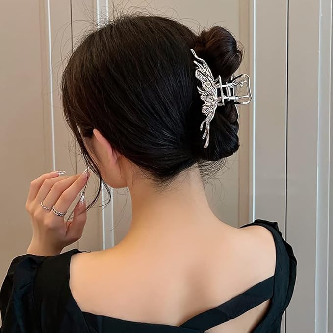 2 Pcs Large Metal Hair Claw Clips - Personality Nonslip Silver Hair Clamps,Perfect Jaw Hair Clamps For Women And Thinner-Thick Hair Styling-Strong Hold Hair-Fashion Hair Accessories (style3)