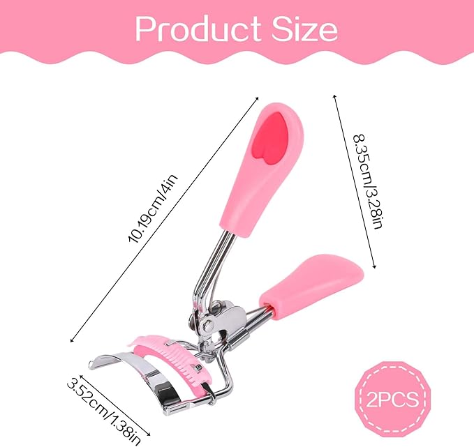 Eyelash Curlers with Comb,2 Pcs Eye Lash Curler Lash Tool Built in Comb Mini Makeup Lash Separator Tool Portable False Eyelashes Accessory (Black & Pink)