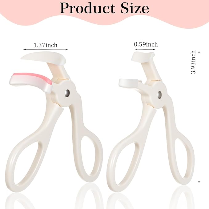 2 Style Eyelash Curlers, Plastic Eyelash Curler, Premium Cute Small Eye Lash Curler for No Pinching or Pulling Lash, Professional Makeup Tool for Eyelashes for Long Lasting (White)