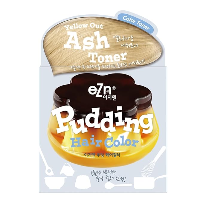 eZn Pudding Hair Dye for Sensitive Scalps – (Ash Toner) | No-Drip, Ammonia-Free, Long-Lasting Semi-Permanent Hair Color with Keratin for Gentle Gray Coverage at Home