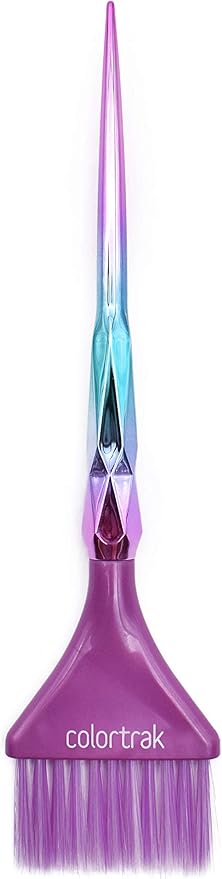 Colortrak The Aurora Collection Wide Color Brushes, Gem-Cut Handle, Tapered End, Stain-Free Metallic Finish, Matches Other The Aurora Collection Products, 2 Pack - 1xFirm Bristle, 1xFeather Bristle