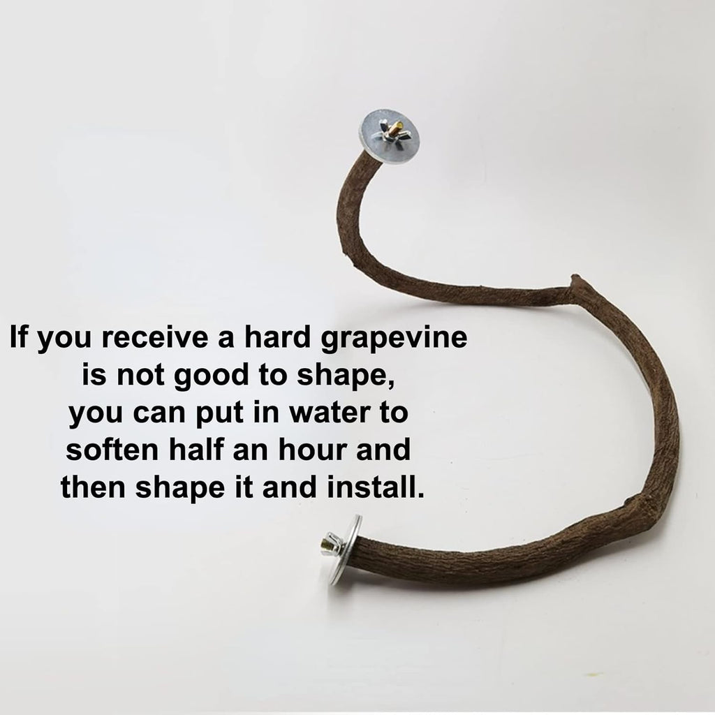 Parrot Perch Stand Bird Cage Stand Pole Natural Wild Grape Stick Grinding Paw Cage Accessories for Parakeet Cockatiels Budgies Conure Lovebirds Platform (S-Shaped)