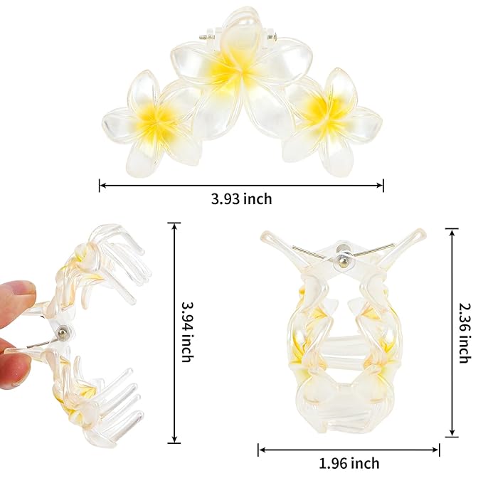 4PCS Flower Hair Claw Clips - Non-Slip Glitter Claws for Thick or Thin Hair, Strong Hold Hair Accessories for Women and Girls