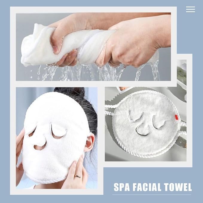 Beaupretty Hot Cold Facial Mask Towel 2Pcs Reusable Coral Fleece Moisturizing Spa Towels for Facial Care Steaming Compress for Skin Pore Cleansing and Relaxation