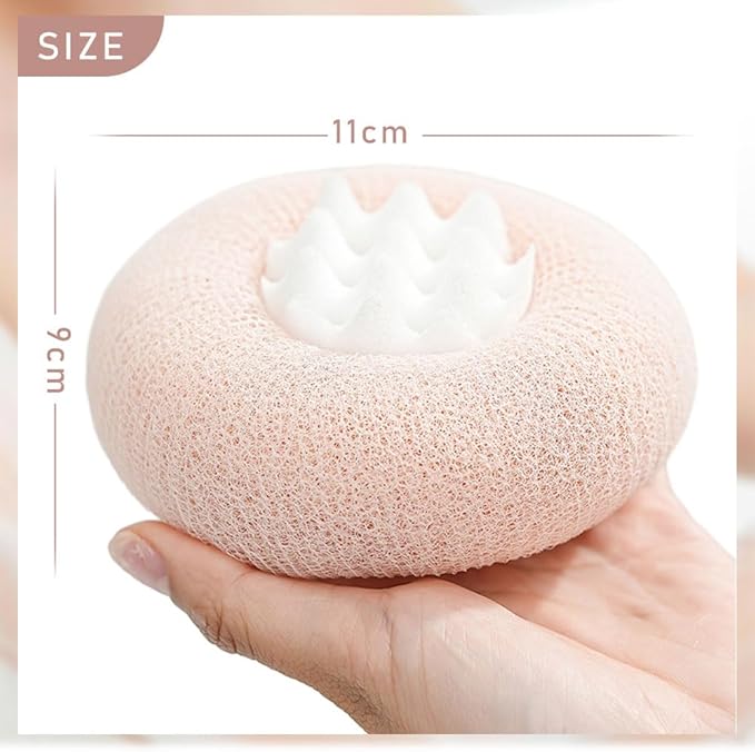 Super Soft Sunflower Suction Cup Bath Ball, 2026 Upgraded 2-in-1 Sunflower Bath Ball Exfoliating Bath Sponge Cleaning Brush, Sponge Mesh Pouf Shower Ball for Women, Men Shower (Apricot+Purple)