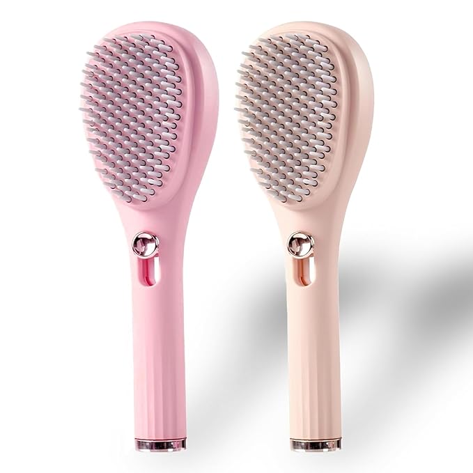 2 PCS Telescopic Self Cleaning Hair Brush For women, One Click Hair Comb Massage Eliminates Knots Detangling Hairbrush