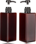 Pump Bottle Dispenser 22oz/650ml Jansburg 2Pack Refillable Square Plastic Lotion Dispenser Empty Lotion Pump Bottle for Essential Oil Lotion, Shampoo, Bathroom Travel Amber