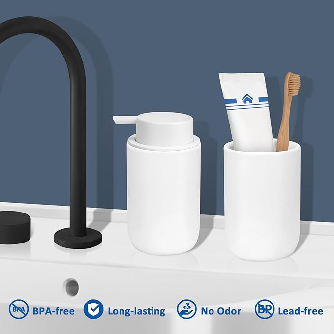 Soap Foaming Dispenser Ceramic with Easy-to-Press Pump Hand Foam Dispenser for Shampoo Bathroom Countertop 13.5 oz
