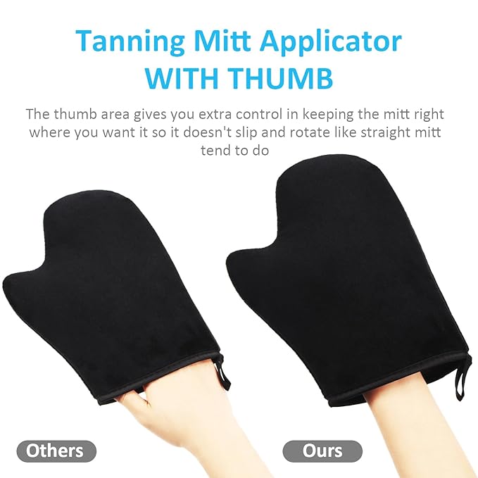 Boao 5 Pieces Self Tanning Mitt Applicator Kit, Includes Tanning Mitt, Exfoliating Glove, Mini Face Glove, Back Lotion Applicator, and Large Brush Makeup