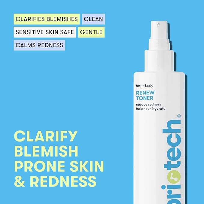 BRIOTECH Renew Toner, Hypochlorous Acid Spray, Minimize Appearance of Blemishes, Soothing Facial Mist for Sensitive Skin, Calm Redness & Bumps, Vegan, 2 fl oz Travel Size