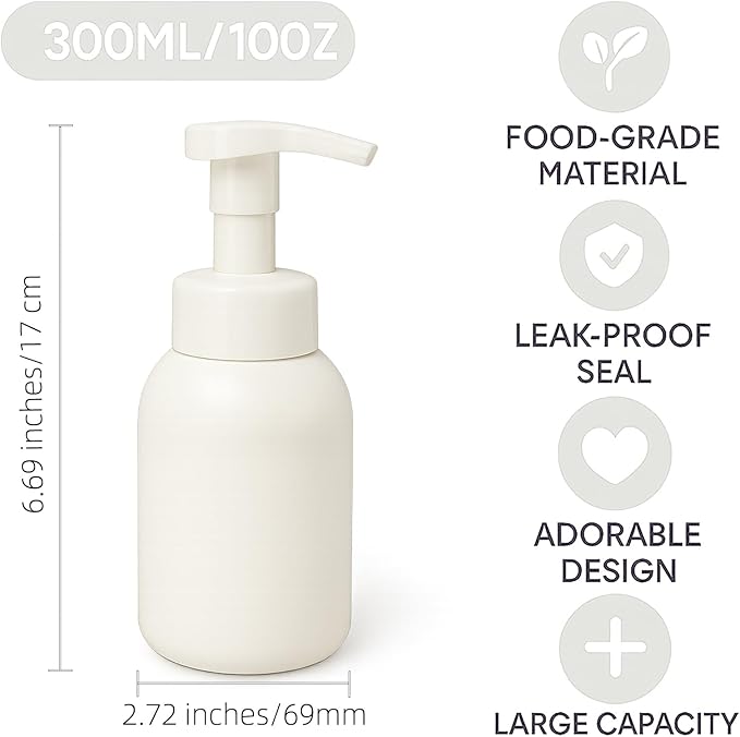 Plastic Foaming Hand Soap Dispenser,Toddler Bar Soap Cute Kids Dispenser for Bathroom Refillable Pump Bottles for Kitchen Liquid Shampoo Body Wash 10oz 300ml (3, White+Pink+Blue)