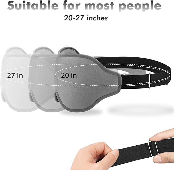 Sleep Eye Mask for Men Women, Lash Extensions 3D Sleeping Mask, Travel Blackout Night Blindfold Eye Shade Cover with Adjustable Strap (Grey-3D)