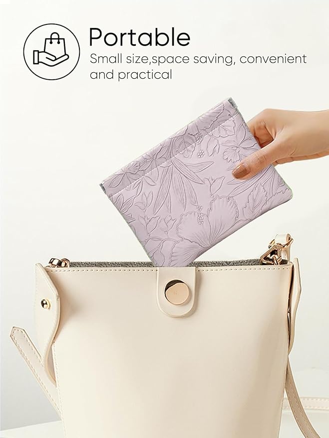 Floral Leather Makeup Pouch Set for Women Small Make Up Bag for Purse Waterproof Initial Makeup Cosmetic Bags Pouches for Purse Aesthetic Travel Toiletry Bag, Purple