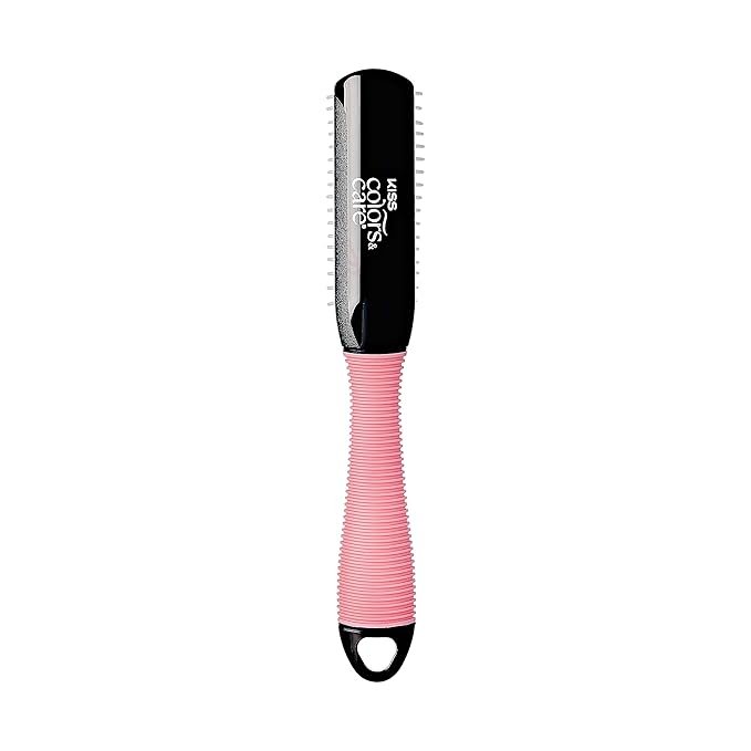 KISS Colors & Care Kids Adjustable Mini Detangling Non-Slip Brush - Pink, Gentle, Smooth & Sleek, Knot-Free Results, Less Breakage, Flexible & Perfect For All Hair Types & Little Ones