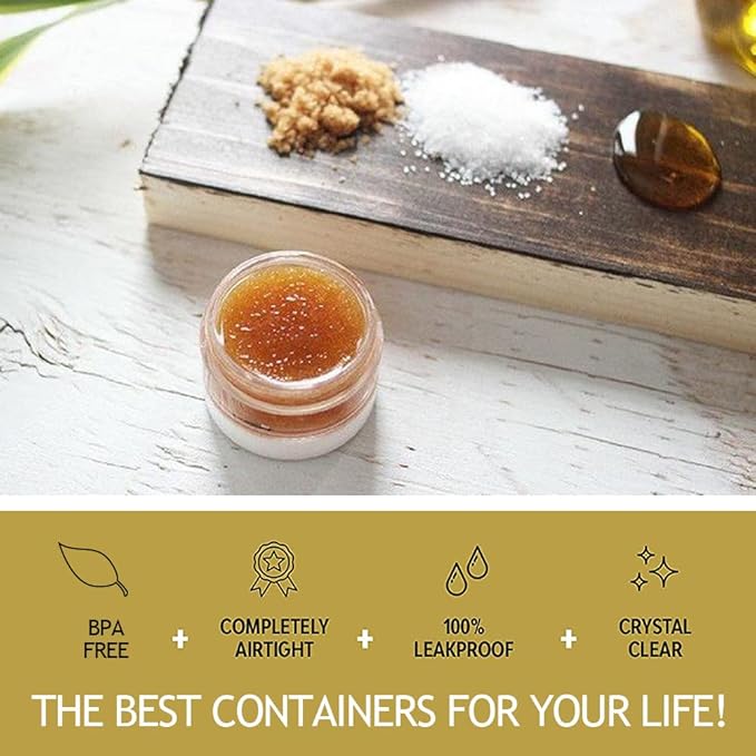 8oz Slime Containers with Lids 8 oz Plastic Jars with White Lids + 20g Sample Jars (Set of 24) Airtight Container for Lip Scrub, Body Butters, Cream, Slime, Craft Storage