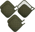 100% Cotton Potholders Kitchen Everyday Basic Terry Pot Holder Heat Resistant Large Coaster Hot Pads Kit Trivets Set for Cooking and Baking Set of 6 Olive Green