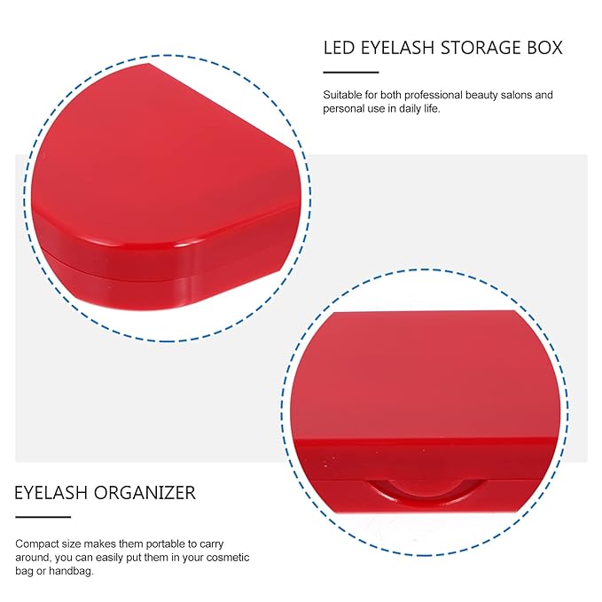 Led Eyelash Storage Box Portable Eyelash Organizer with Makeup Mirror Compact False Case for Travel and Daily Use