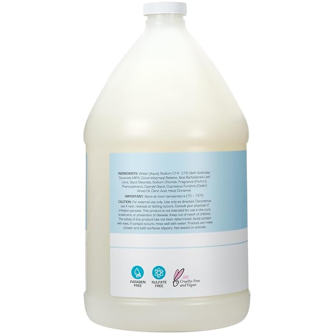 Ginger Lily Farms Club & Fitness Nourishing Body Wash, 100% Vegan & Cruelty-Free, Bath & Shower Gel for Men and Women, Rain Water Scent, 1 Gallon (Pack of 4)