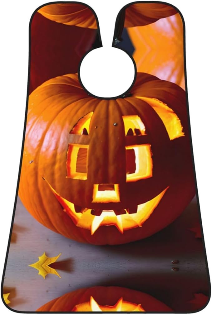 Fall Pumpkin Print Beard Bib Shaving Apron, Beard Hair Trimming Cape Gift For Dad