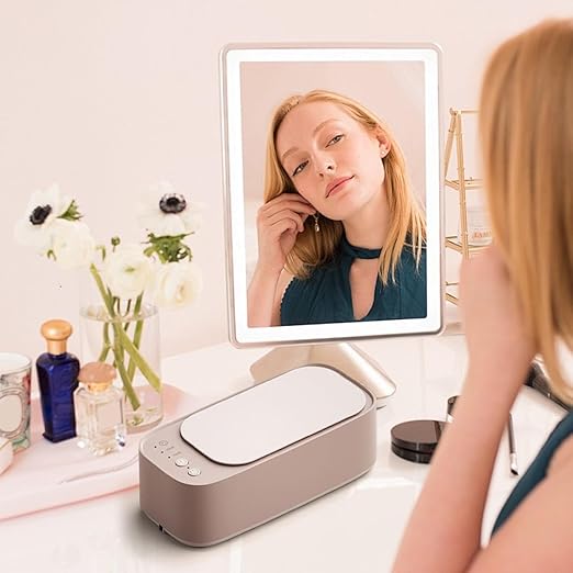 Ultrasonic Jewelry Cleaner Machine - 45Khz Ring Cleaning Device - Portable Device for Retainer, Makeup Brushes, Rings, Necklaces, Earrings and Watches