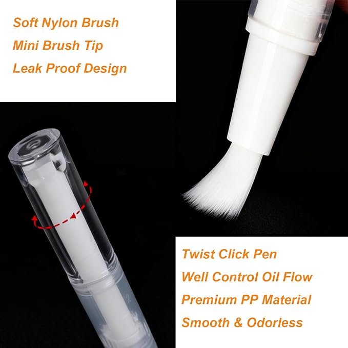 12 Pcs 3ml Empty Cuticle Oil Pens, Fillable Nail Oil Pen with Brush, Transparent Twist Pens, Lip Gloss Cosmetic Container
