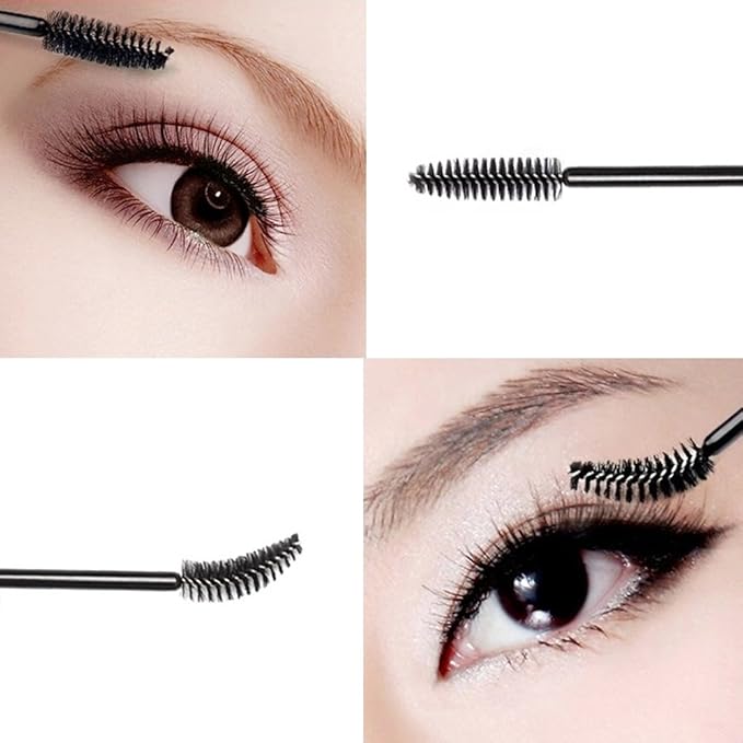 G2PLUS 100PCS Disposable Eyelash Brushes, Adjustable Mascara Wands Makeup Applicator Kits, Eyelash Spoolies Brushes for Eyelash Extensions and Eyebrows (Black)
