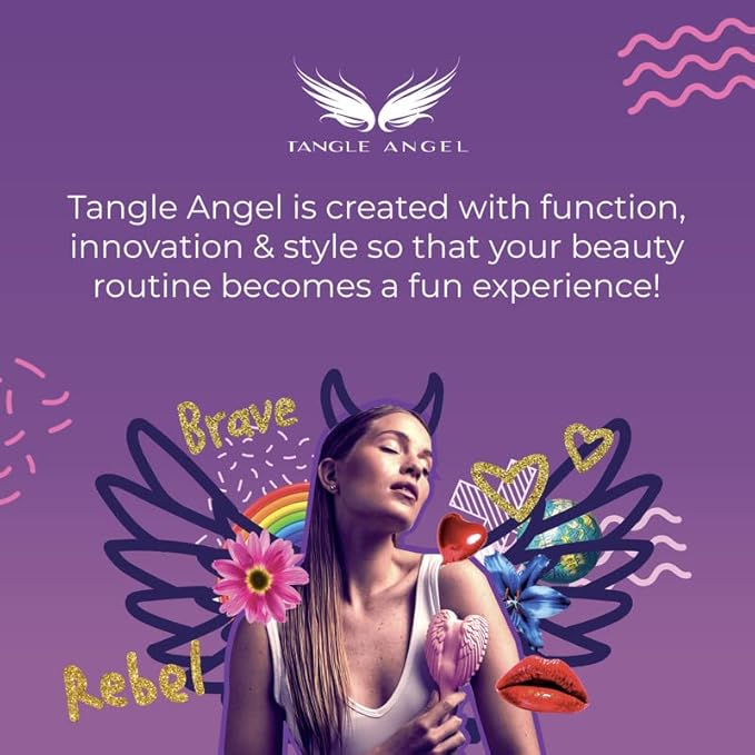 Detangling Hair Brush - Anti Static Angel Wing Hair Brush with Soft & Flexible Bristle for Straight & Wavy Hair - Tangle Angel Hair Detangler Brushes for Blow Drying & Shower - Gloss White & Pink